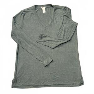 matty‎ m heather sage long-sleeve V-neck tee - 1X